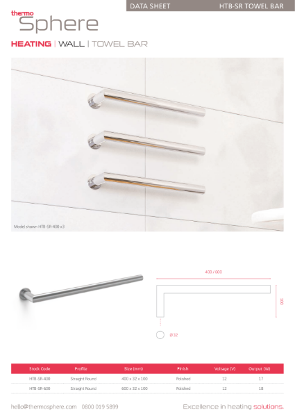 Electric Towel Bars - ThermoSphere