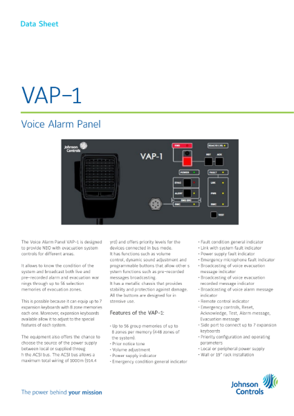 590.010.004 VAP1 Voice Alarm Panel