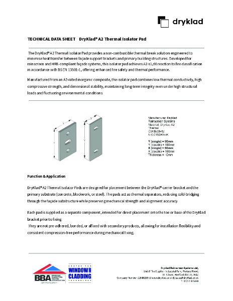 DryKlad A2 Thermal Isolator Pad Datasheet