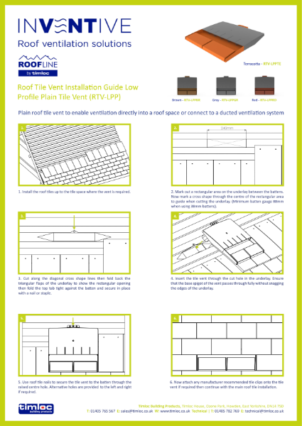 Installation Advice for Low Profile Plain Roof Tile Vent RTV-LPP