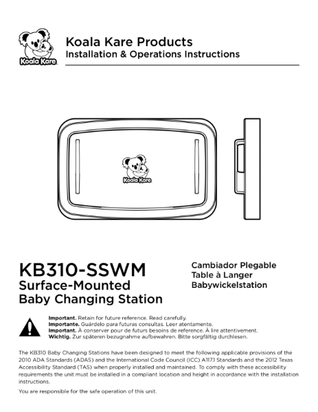 KB310-SSWM Installation Instructions