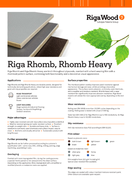 Riga Rhomb, Rhomb Heavy - Datasheet - Riga Wood