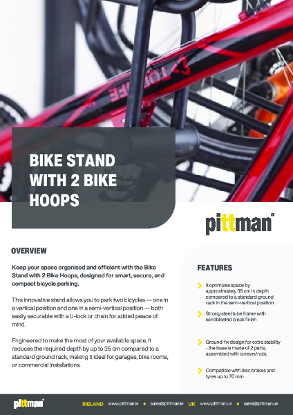 Vertical Bike Rack 2 Hoops&nbsp;- Data Sheet