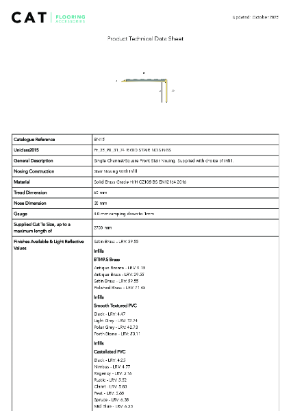 BN15 Satin Brass Technical Datasheet