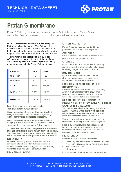 Protan (UK) Ltd G Membrane Technical Data Sheet - Jan 2024