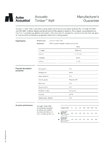 Acoustic Timber Raft Manufacturers Guarantee