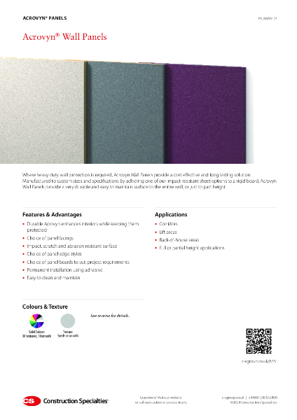 CS Acrovyn Wall Protection Panels_Product Sheet (01.24)