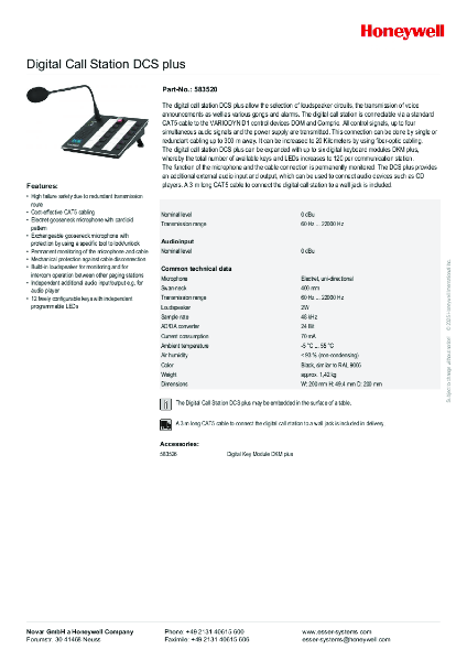 583520 Digital Call Station (Paging Microphone) EN54-16