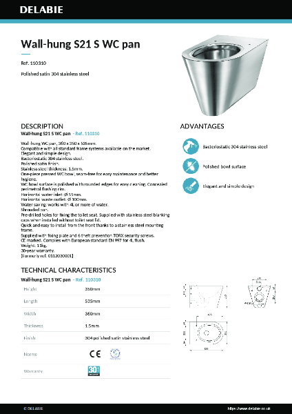 S21 S WC pan 110310 data sheet