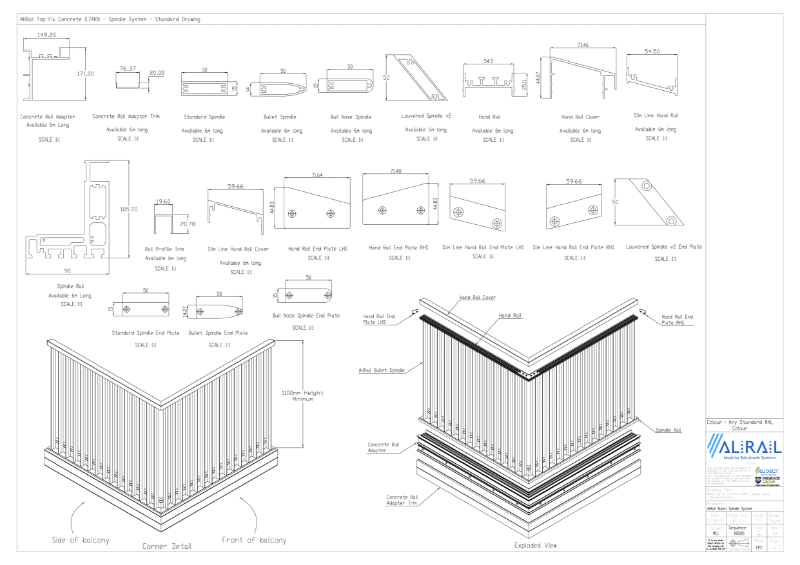 AliRail-Top-Fix-Concrete-Spindle-CAD