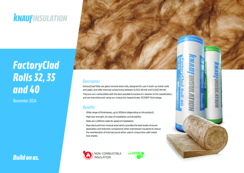 Knauf Insulation FactoryClad Roll - Product Datasheet