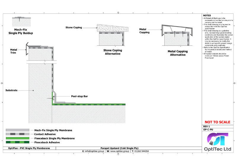 OptiPlan PVC Single Ply Membrane - Cold Roof Build Up Standard Detail Drawings