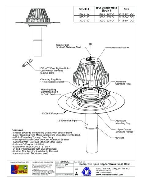 TECHNICAL DATA SHEET_CLAMP-TITE CU DRAIN_SMALL_BOWL