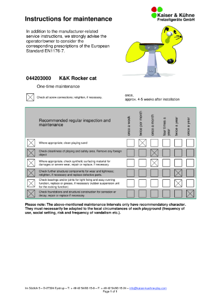 Rocker Maintenance Instructions