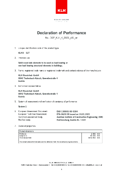 Declaration of Performance