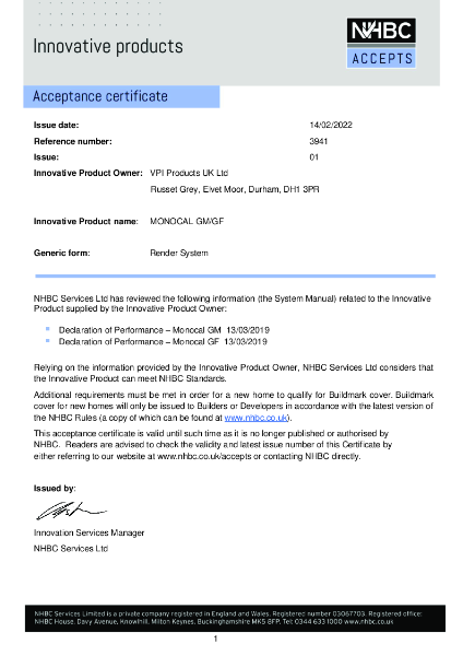 NHBC Accepts - Monocal GM/GF