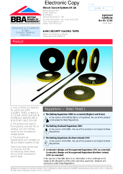 Alfas Security glazing tapes