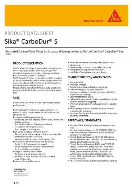 Sika® CarboDur® S - Product Data Sheet