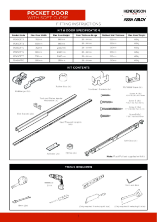 Pocket Door Fitting Instructions - Soft Close