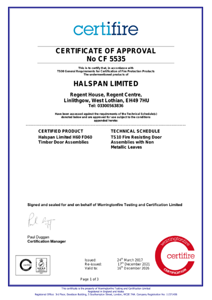 Certifire Certificate of Approval No. CF 534