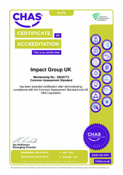 Chas Elite Accreditation Certificate 