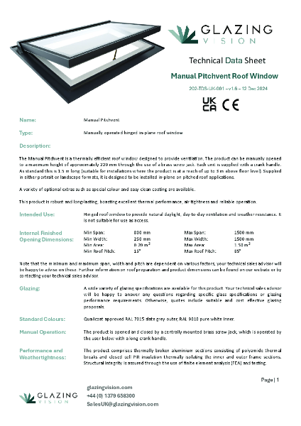 Pitchvent Product data sheet