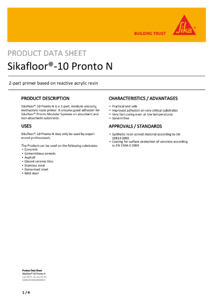 Product Data Sheet - Sikafloor 10 Pronto