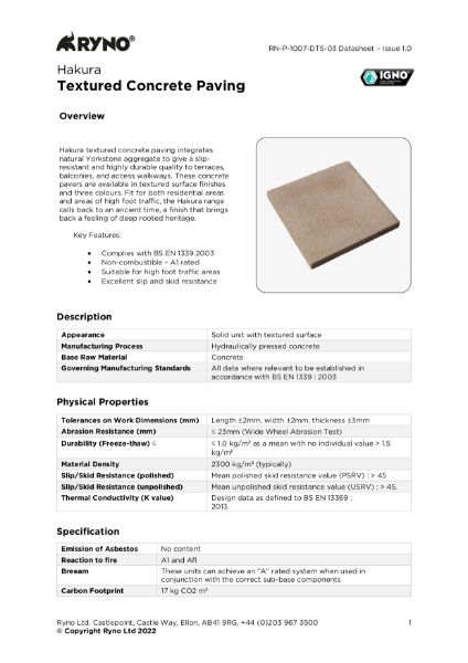 Hakura Concrete Paving – Datasheet