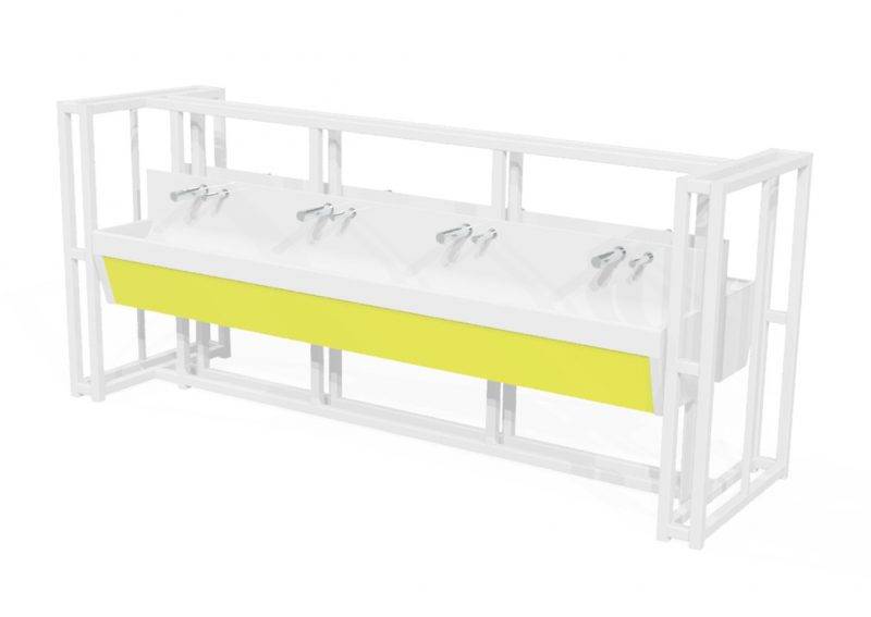 Latherwash 2W Curve with Modular Island Unit - Wash trough and unit