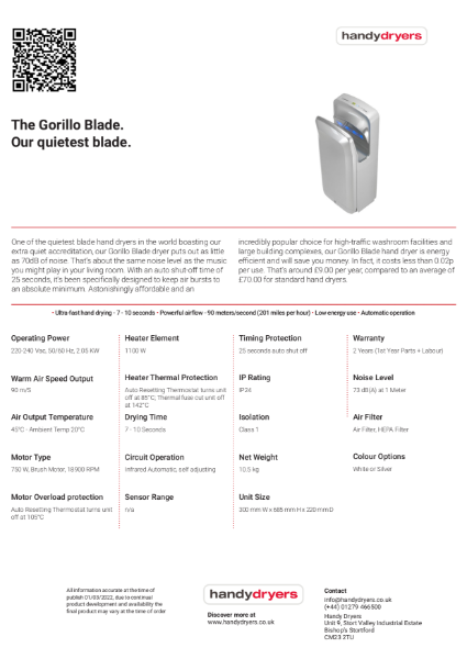 Gorillo Blade Data Sheet