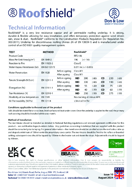 Roofshield Datasheet Issue 10 August 24