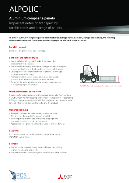 PCS ALPOLIC Datasheet Transport Handling EN