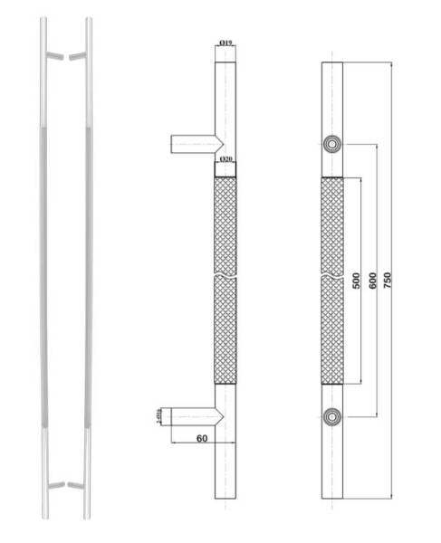 Pull Handles - Knurled Style Pull Handle - Pull Handle