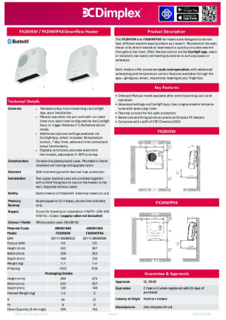 FX20VEW FX20WIPX4 Spec Sheet