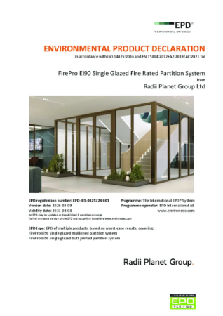 FirePro Ei90 Single Glazed Fire Rated Partition System - Environmental Product Declaration (EPD)