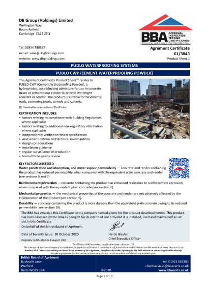 PUDLO CWP 8kg BBA Certificate - Nov 2020