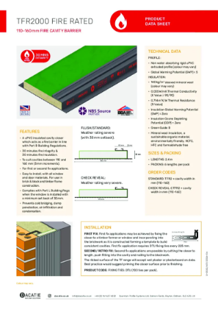 TFR2000 FIRE RATED 110–160 mm FIRE CAVITY BARRIER