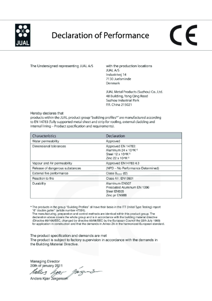 Cedral Trims Declaration Of Performance