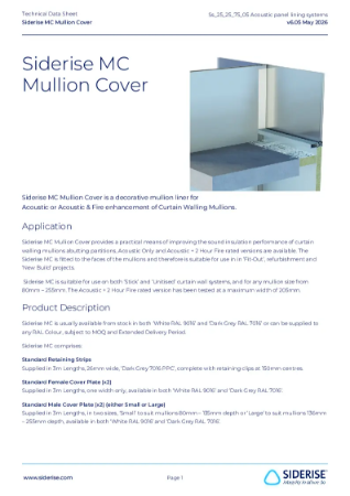 Siderise MC Mullion Cover Technical Datasheet v6.05