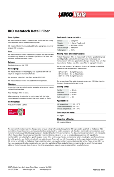 Technical Data Sheet (TDS) - IKO metatech Detail Fibre