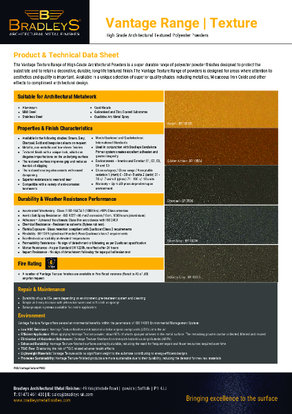 Vantage Range Texture - Product & Technical Data Sheet