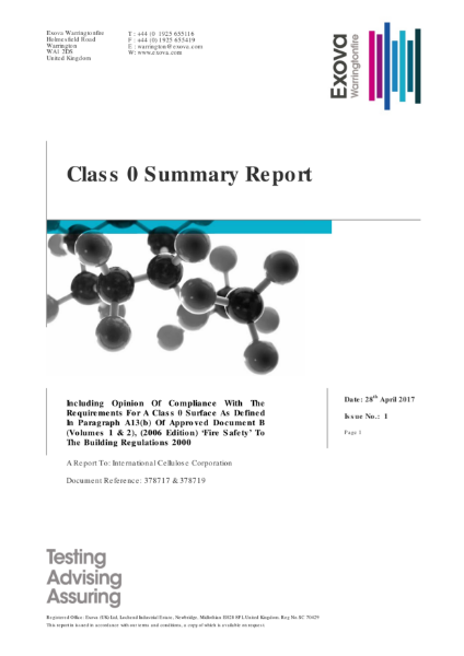 SonaSpray fire test Class 0 summary report