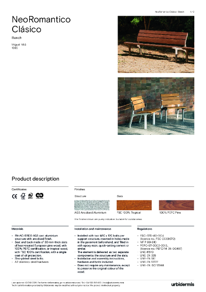 NeoRomantico Clasico Data Sheet