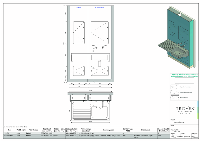 Hygipod Doon full height – Example Drawing