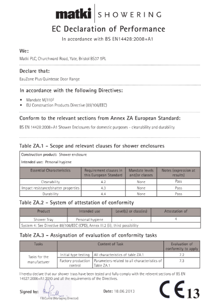 Declaration of Performance - EauZone Plus Quintesse