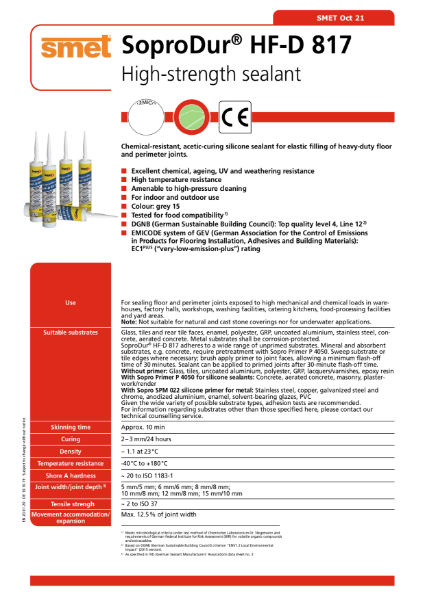 TDS Soprodur HF-D 817 High Strength Sealant