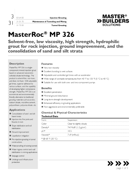 MasterRoc_MP_326_Data_Sheet