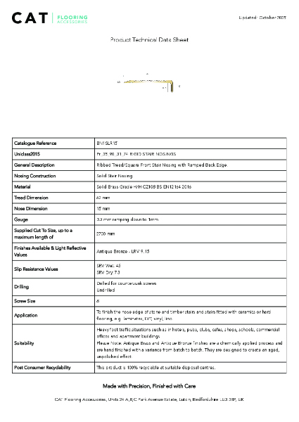 BN1SLR15 Antique Bronze Technical Datasheet