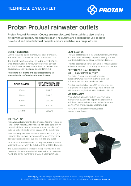 Protan (UK) Ltd ProJual Rainwater Outlets Technical Data Sheet 160908_1
