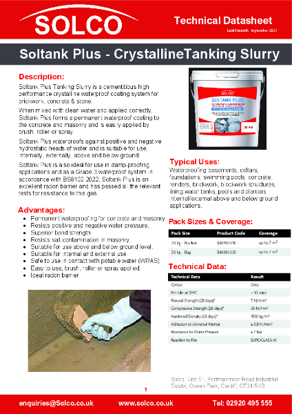 Soltank Plus Technical Data Sheet